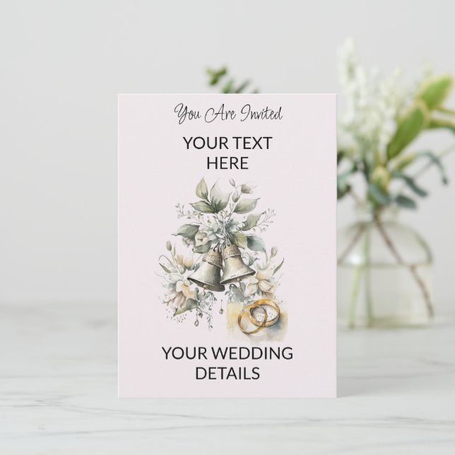 Invitación a la boda acuarela de las campanas boda (Anverso de pie)
