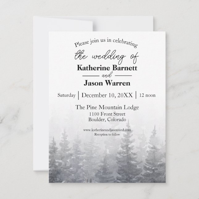 Invitación a la boda acuarela de los pinos de invi (Anverso)