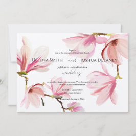 Invitación a la boda acuarela de Magnolia rosa