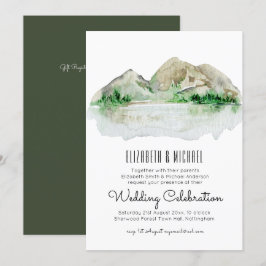 Invitación a la boda acuarela de Mountain Lake