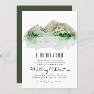 Invitación a la boda acuarela de Mountain Lake