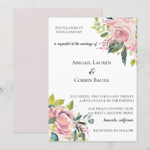 Invitación a la boda acuarela de Pastel Peony