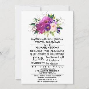Invitación a la boda acuarela de Plomo Floral