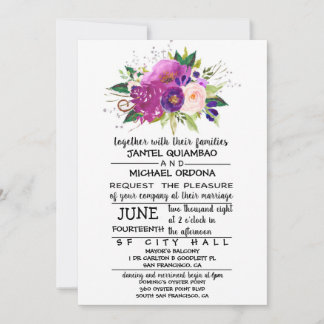 Invitación a la boda acuarela de Plomo Floral