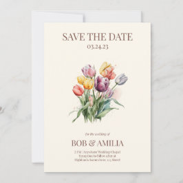Invitación a la boda acuarela de Tulip Floral Rúst