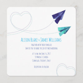 Invitación a la boda acuarela del plano de papel