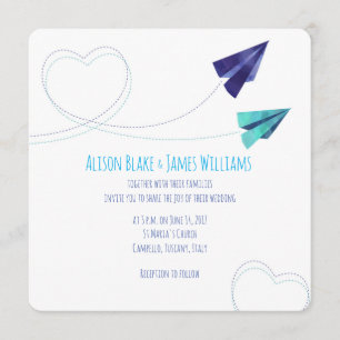 Invitación a la boda acuarela del plano de papel