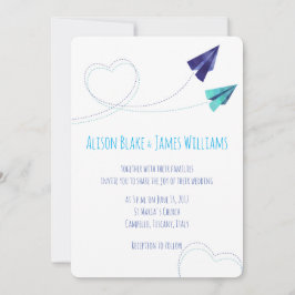 Invitación a la boda acuarela del plano de papel