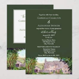 Invitación a la boda acuarela del puente de piedra