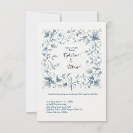 Invitación a la boda acuarela Dusty Blue Floral