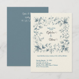 Invitación a la boda acuarela Dusty Blue Floral