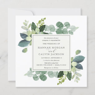 Invitación a la boda acuarela Eucalyptus Greenery