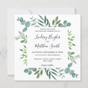 Invitación a la boda acuarela Eucalyptus Greenery