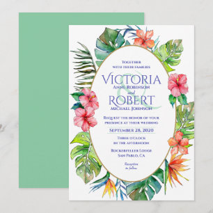 Invitación a la boda   Acuarela floral tropical