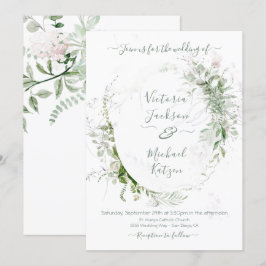 Invitación a la boda acuarela Floral y aérea