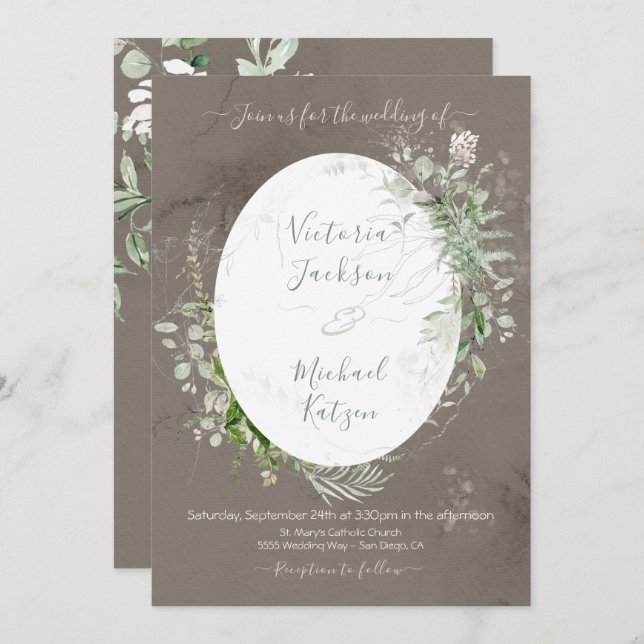 Invitación a la boda acuarela Floral y aérea (Anverso / Reverso)