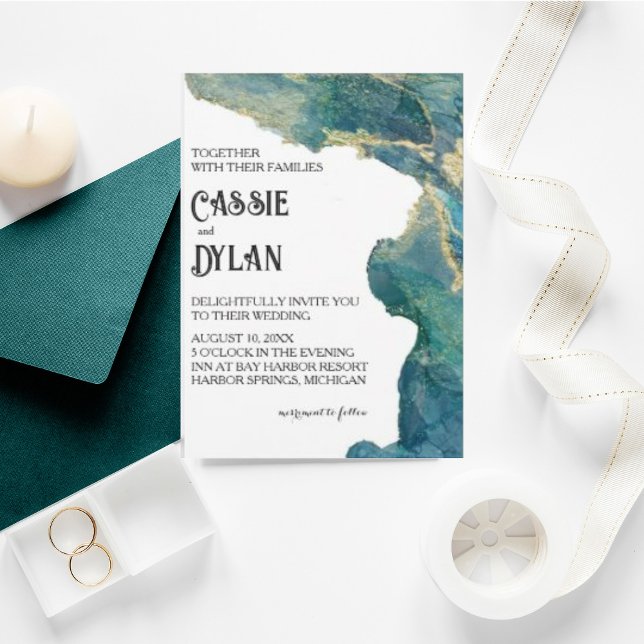 Invitación a la boda acuática acuarela (Subido por el creador)