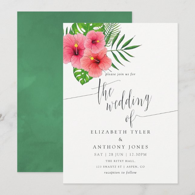 Invitación a la boda acuática Aloha Luau Beach (Anverso / Reverso)