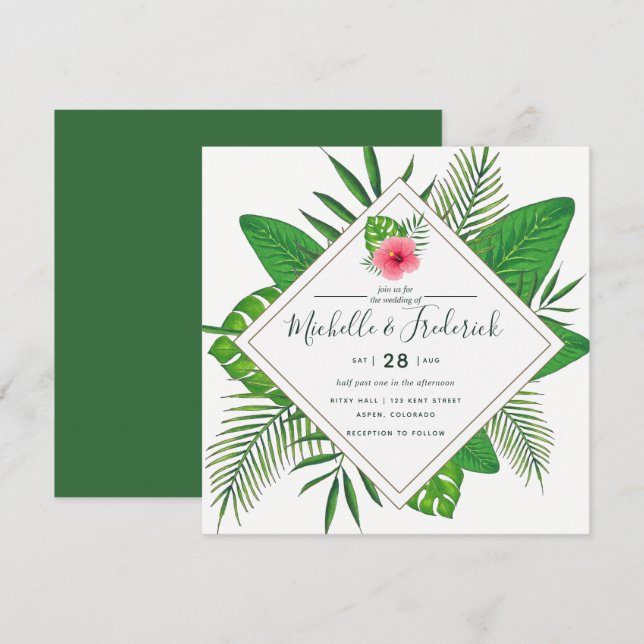 Invitación a la boda acuática Aloha Luau Beach (Anverso / Reverso)