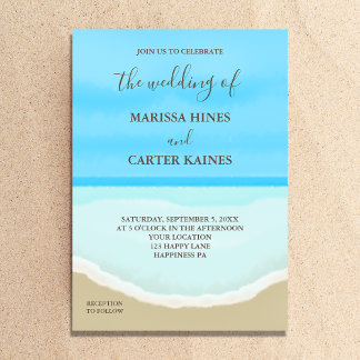 Invitación a la boda acuática de Ocean Beach