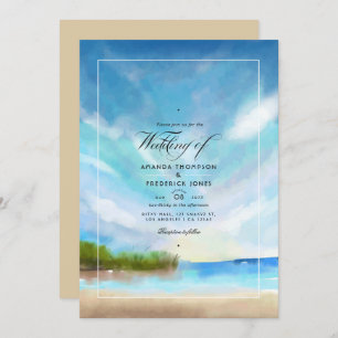 Invitación a la boda acuática en la playa de veran