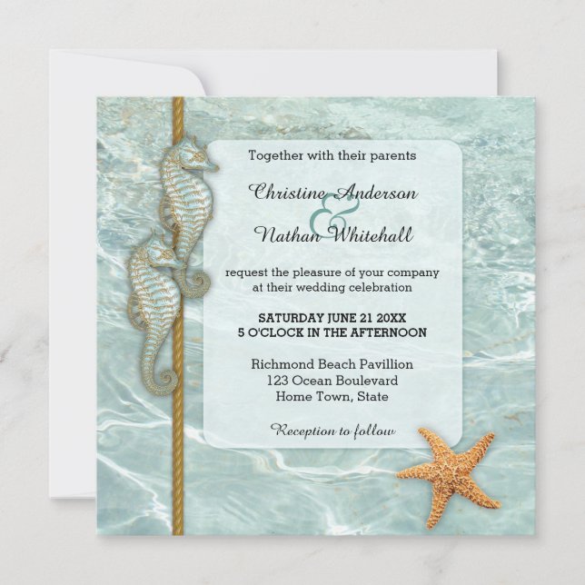 Invitación a la boda acuática náutica por caballit (Anverso)