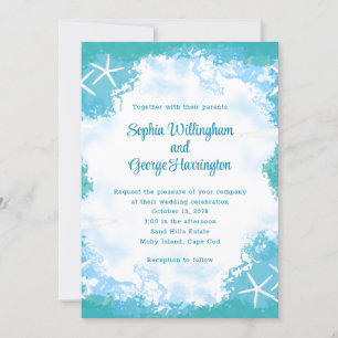 Invitación a la boda acuática tropical por estrell