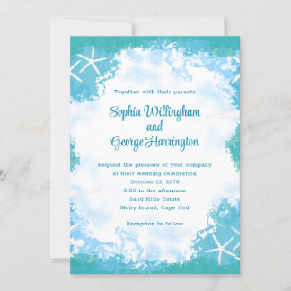 Invitación a la boda acuática tropical por estrell