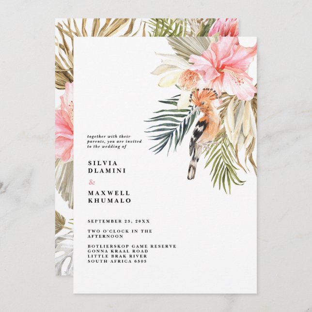 Invitación a la boda africana de Safari encantada (Anverso / Reverso)