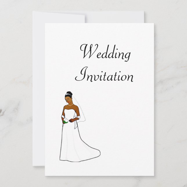 Invitación a la boda afroamericana con novia (Anverso)