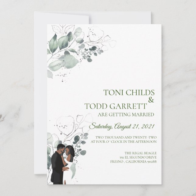 Invitación a la boda afroamericana| Floral  (Anverso)