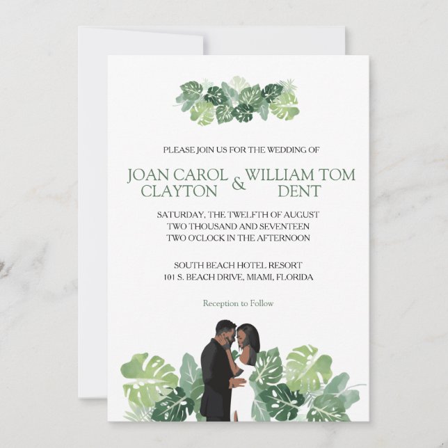 Invitación a la boda afroamericana | Tropical (Anverso)