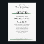 Invitación a la boda agrícola — Estilo clásico<br><div class="desc">Una versión clásica de nuestra invitación a la boda de tractores, esta versión cuenta con dos tractores en blanco y negro — ¡se ve bien y no hay preferencia de color para iniciar una pelea familiar! Por supuesto, también hicimos el tractor rojo clásico y la versión de tractor verde que...</div>