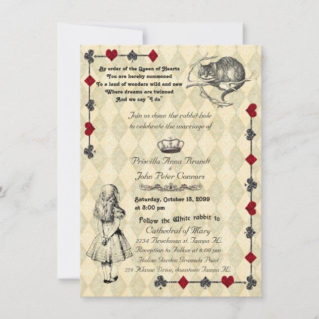 Invitación a la boda "Alicia en el país de las mar (Anverso)