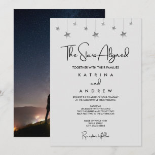 Invitación a la boda alineada con las estrellas
