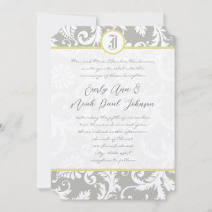 Invitación a la boda amarilla de Damasco gris en l
