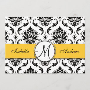 Invitación a la boda amarilla de Damasco Negro