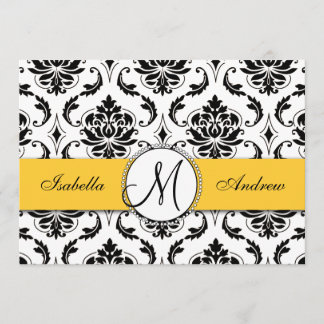 Invitación a la boda amarilla de Damasco Negro