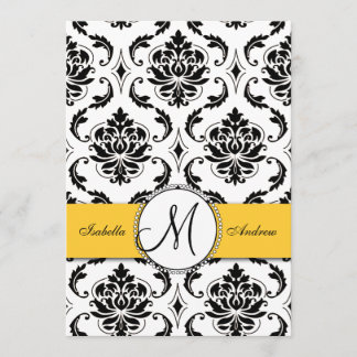 Invitación a la boda amarilla de Damasco Negro