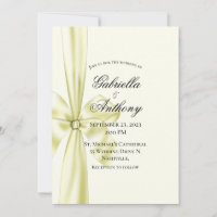 Invitación a la boda amarilla de la cinta satinada