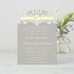 Invitación a la boda amarilla de la damáscara de e
