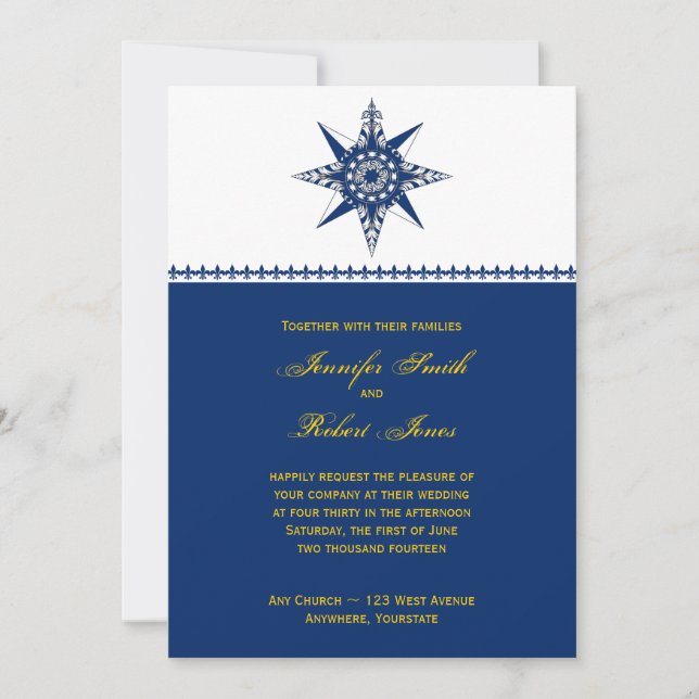 Invitación a la boda amarilla de la Marina de brúj (Anverso)