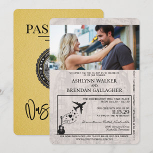 Invitación a la boda Amarilla de Nashville Passpor