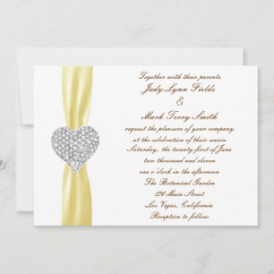Invitación a la boda amarilla en el corazón de los