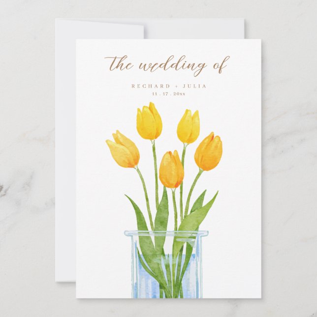 Invitación a la boda Amarilla Floral Tulip Romance (Reverso)