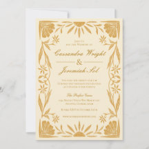 Invitación a la boda amarilla floral y sunshine