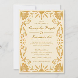 Invitación a la boda amarilla floral y sunshine