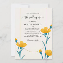 invitación a la boda amarilla y azul