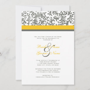 Invitación a la boda amarilla y gris