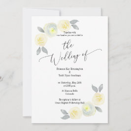 Invitación a la Boda Amarilla y Gris por Agua